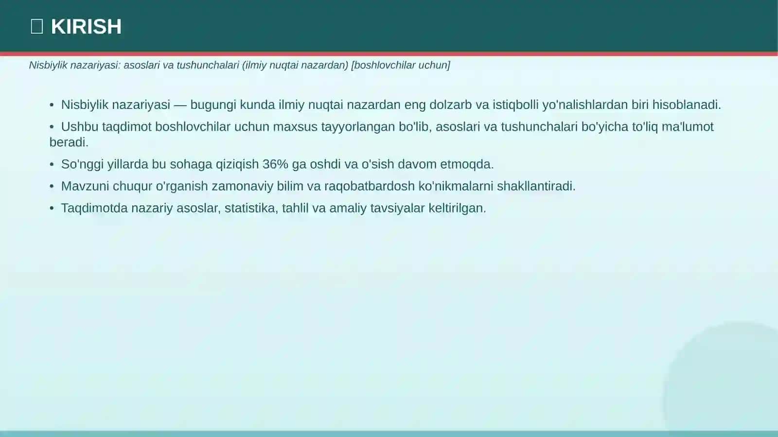 NISBIYLIK NAZARIYASI Asoslari va tushunchalari 3