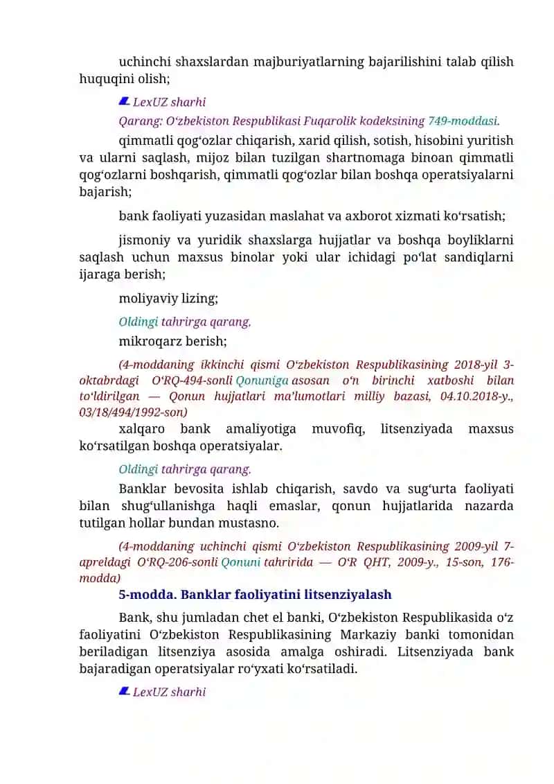 O‘zbekiston RESPUBLIKASINING QONUNI BANKLAR VA BANK FAOLIYATI TO‘G‘RISIDA 3