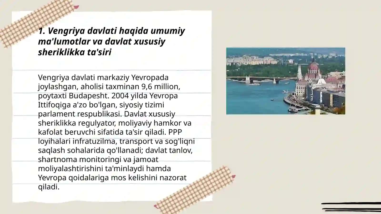 Vengriya davlati haqida Davlat Xususiy SHeriklik fanidan prezentatsiya 3