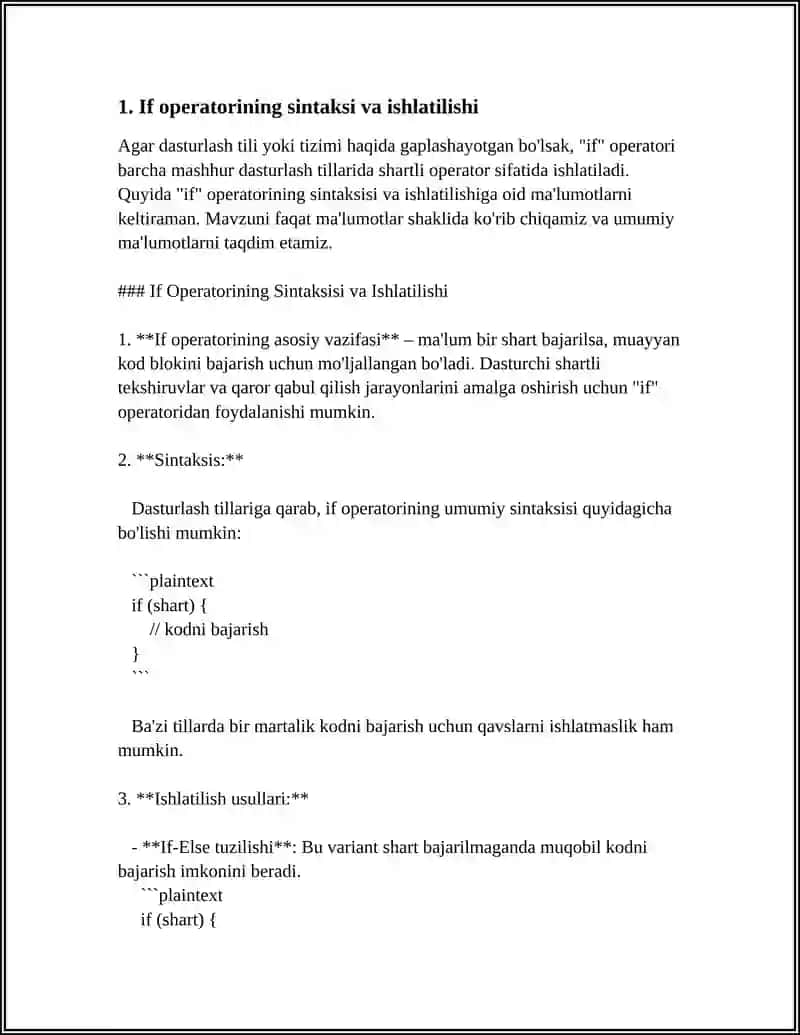 C++ DA SHART OPERATORLARI BILAN ISHLASH 3