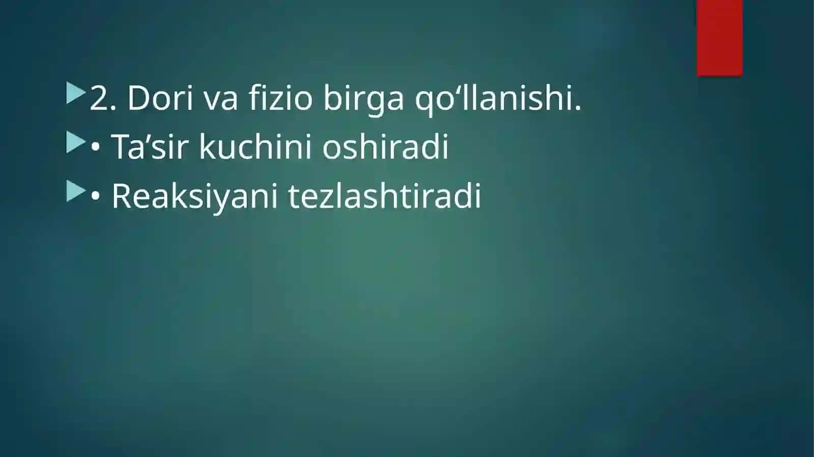 Fizioterapevtik muolajalar va dori moddalarini birgalikda qo‘llash 3