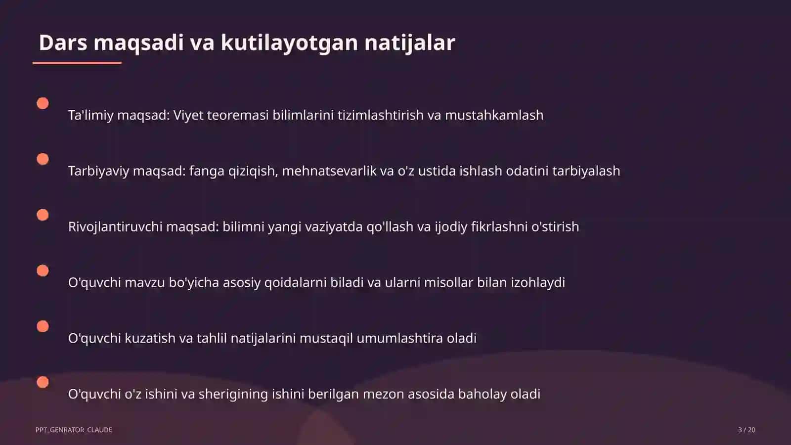 Viyet teoremasi (8-sinf) 3
