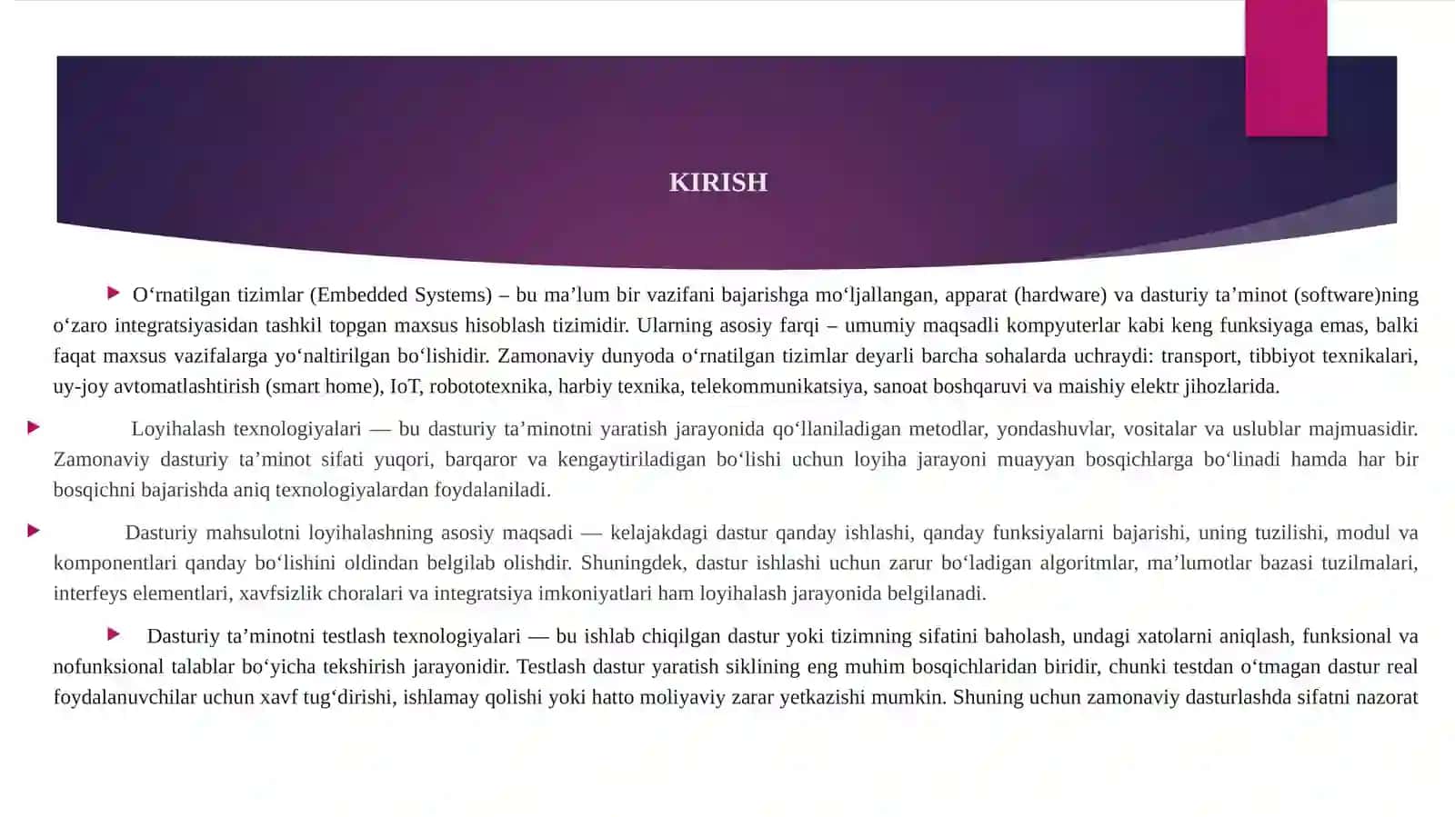 Dasturlash muhitlari va loyihalash texnologiyalari 3