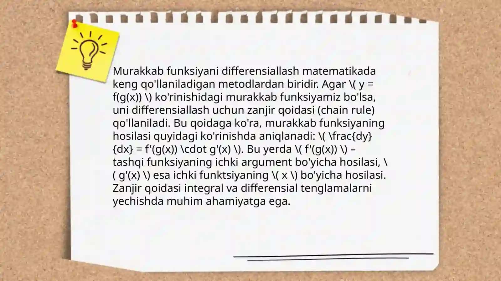 Differsiyalash qoidalari va hosilalar jadvali 3