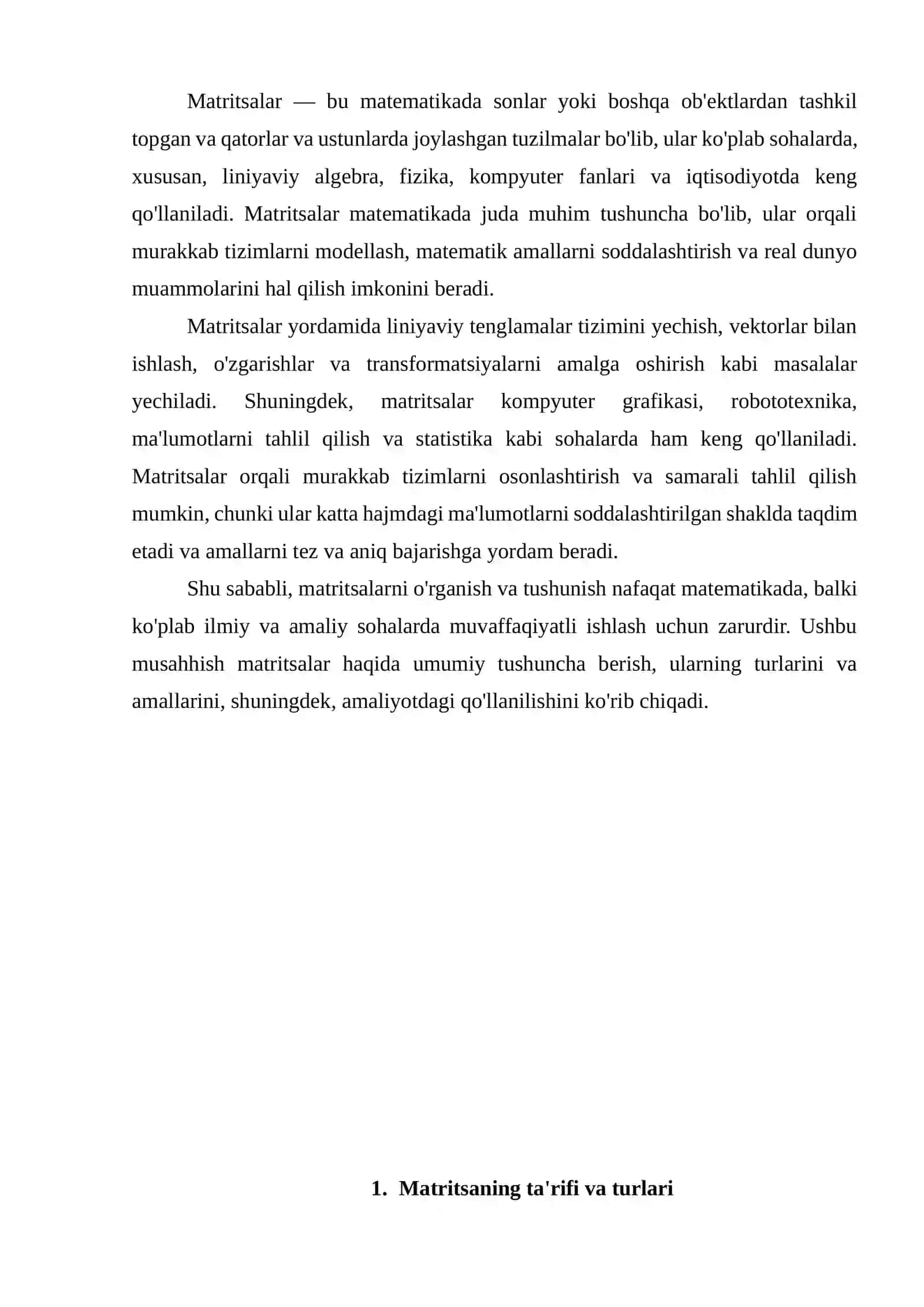 Matritsalarni tashkil etish 3