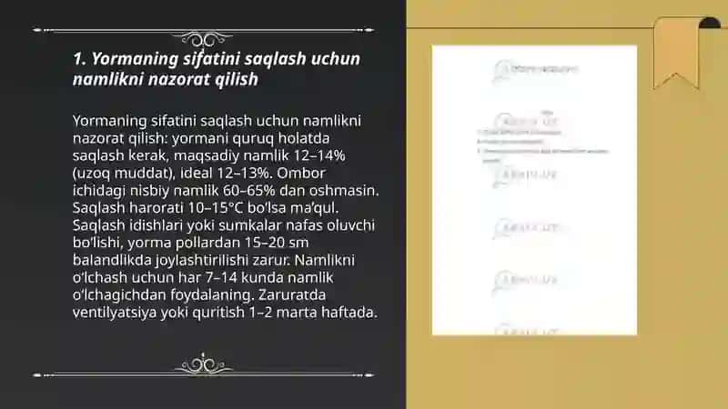 Yormani saqlash usullari 3