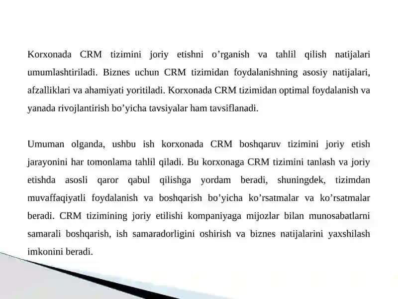 Korxona boshqaruv uchun CRM tizimini joriy qilish 3