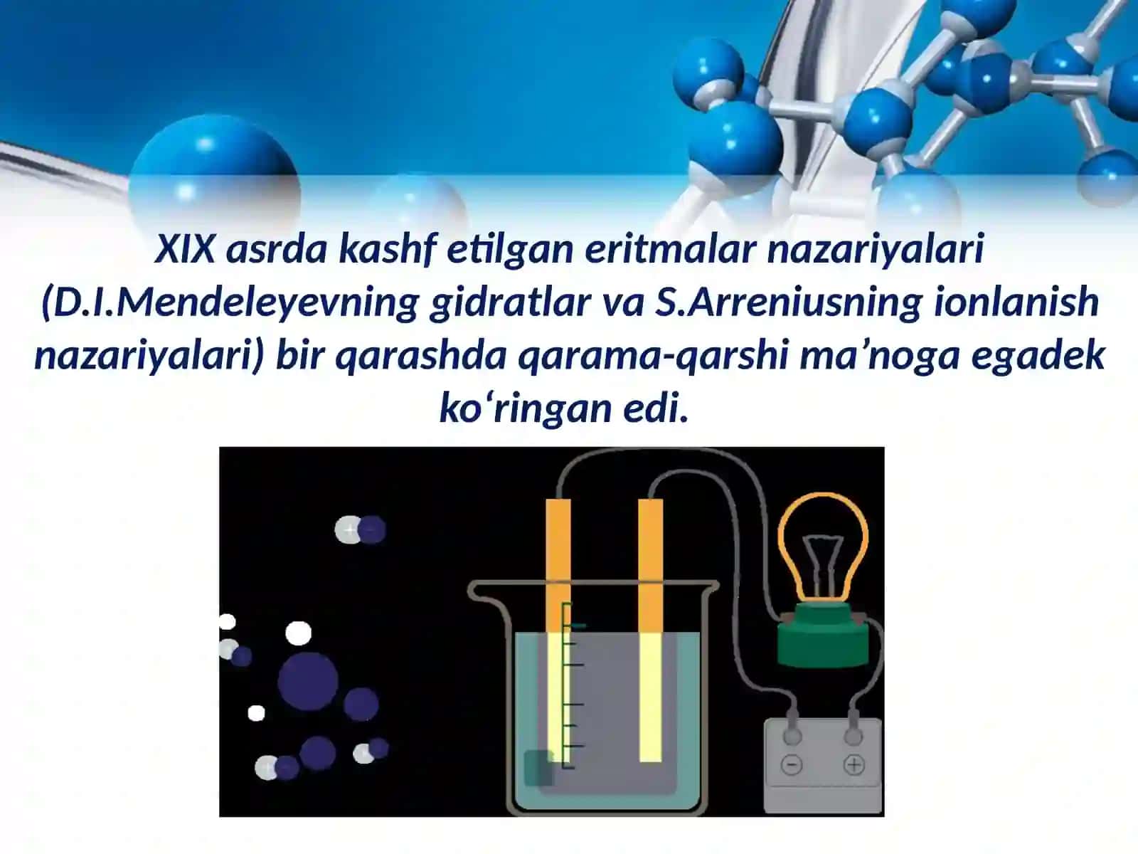 Elektrolitik dissotsiatsiya lanishi nazariyasi 3