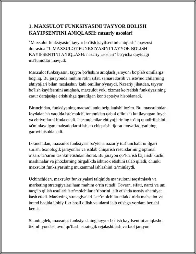 MAXSULOT FUNKSIYASINI TAYYOR BOLISH KAYIFSENTINI ANIQLASH 3