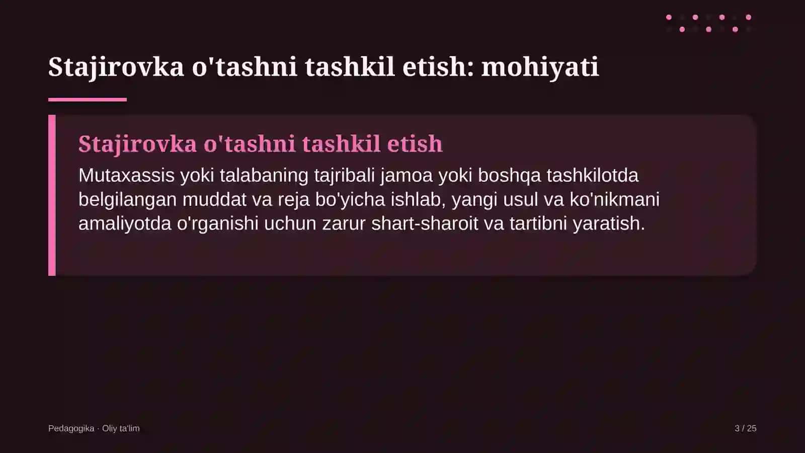 Buyum bozorlarida stajirovka o'tashni tashkil etish 3