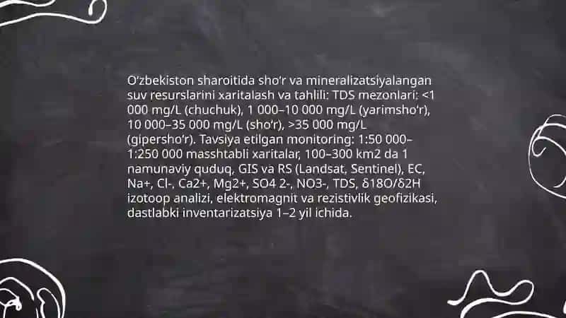 Oʻzbekiston sharoitida shõr suvlarni chuchuklashtirish gʻoyasini yaratish Hasanova odina 3