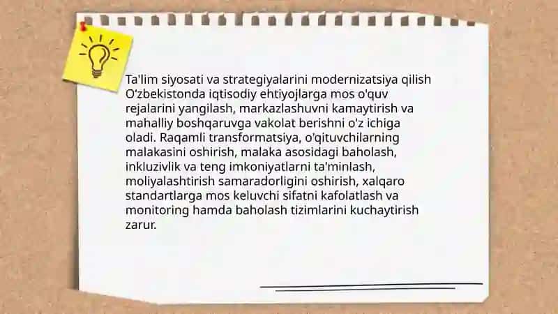 Oʻzbekiston ta'lim tizimini modernizatsiya qilish jarayonlari 3