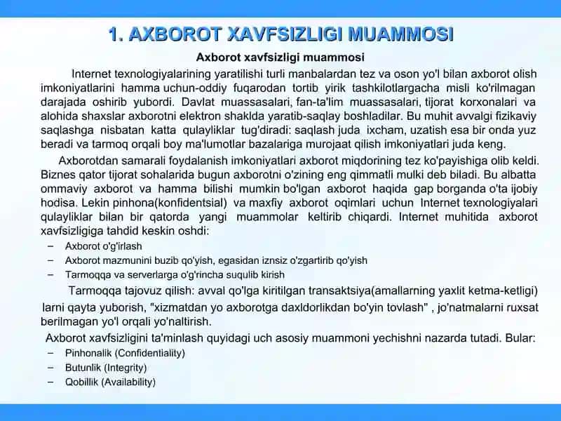 INTRANET VA INTERNETDA AXBOROT HIMOYASI 3