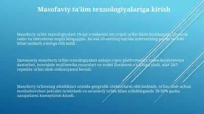 Masofaviyoʻqitishtexnologiyalari 3