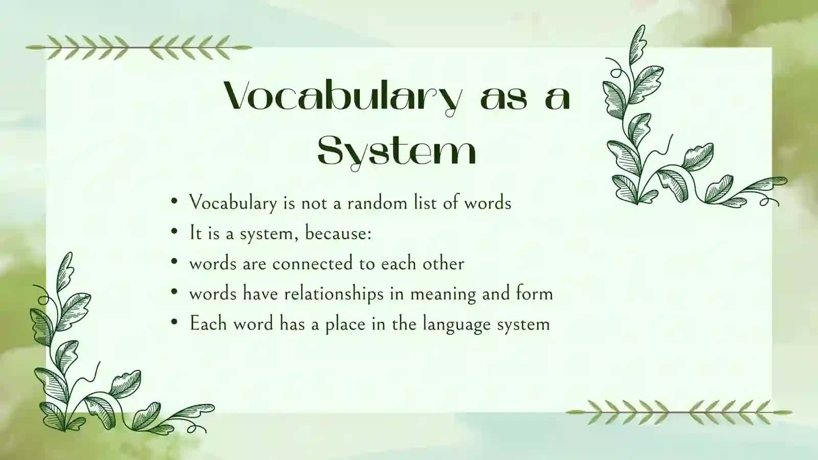 The English language as vocabulary system 3