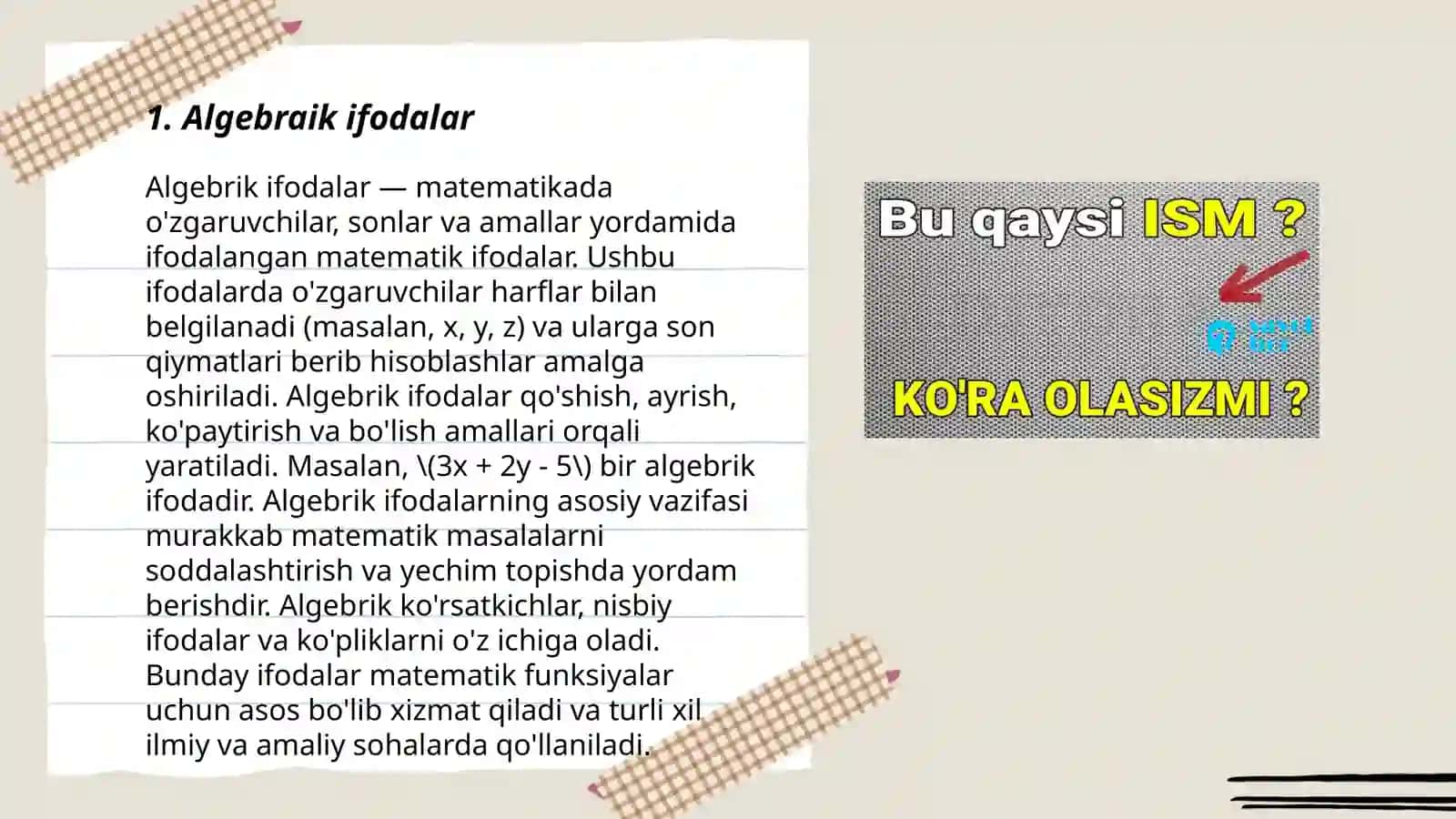 PISA xalqaro baholash dasturida "Oʻzgarish va bogʻlanishlar" mazmun sohasiga oid topshiriqlar 3