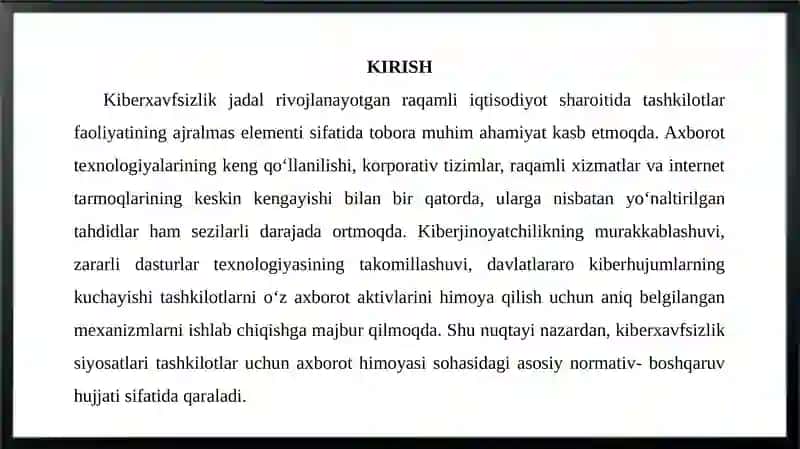 Kiberxavfsizlik siyosatlari tarkibiy elementlari va joriy etish mexanizmlari 3