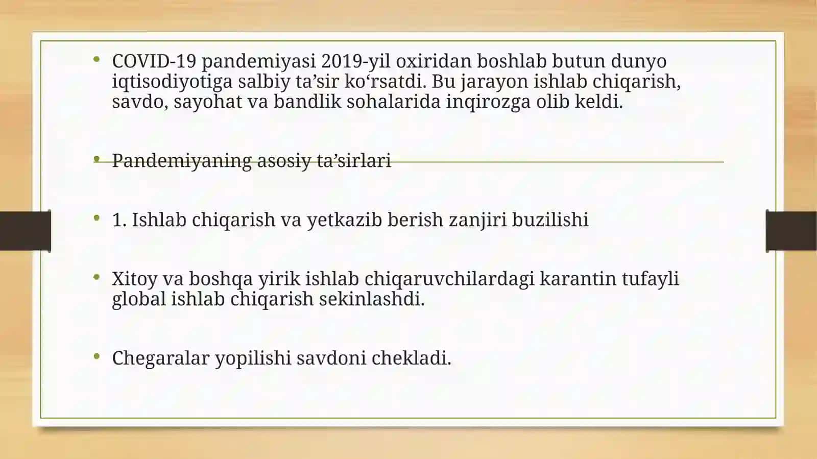 COVID-19 pandemiyasining jahon iqtisodiyotiga ta’siri va undan chiqish yo‘llari 3