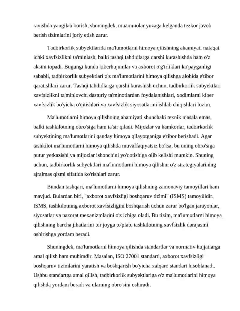 Tadbirkorlik subyektlarida ma'lumotlarni himoya qilish va axborot xavfsizligi 3