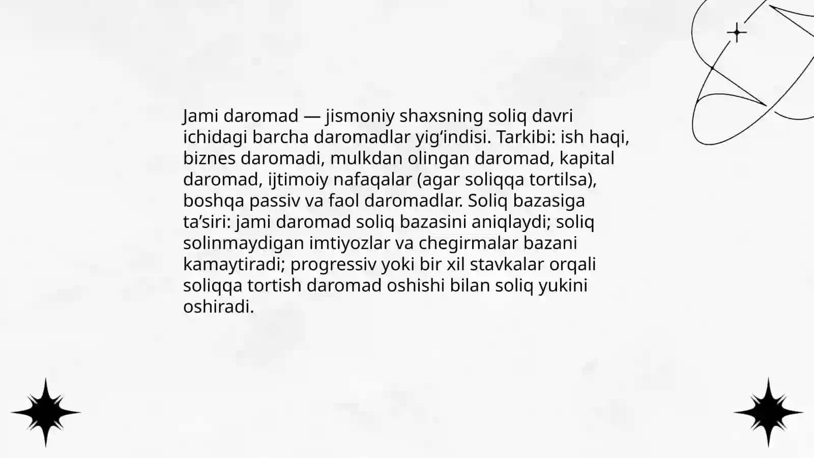 Jismoniy shaxslardan olinadigan daromad solig‘i: jami daromad va uning tarkibi 3