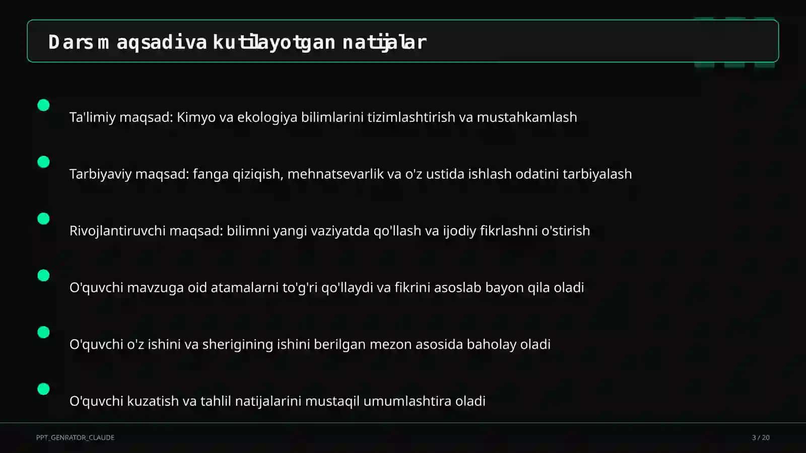 Kimyo va ekologiya (11-sinf) 3