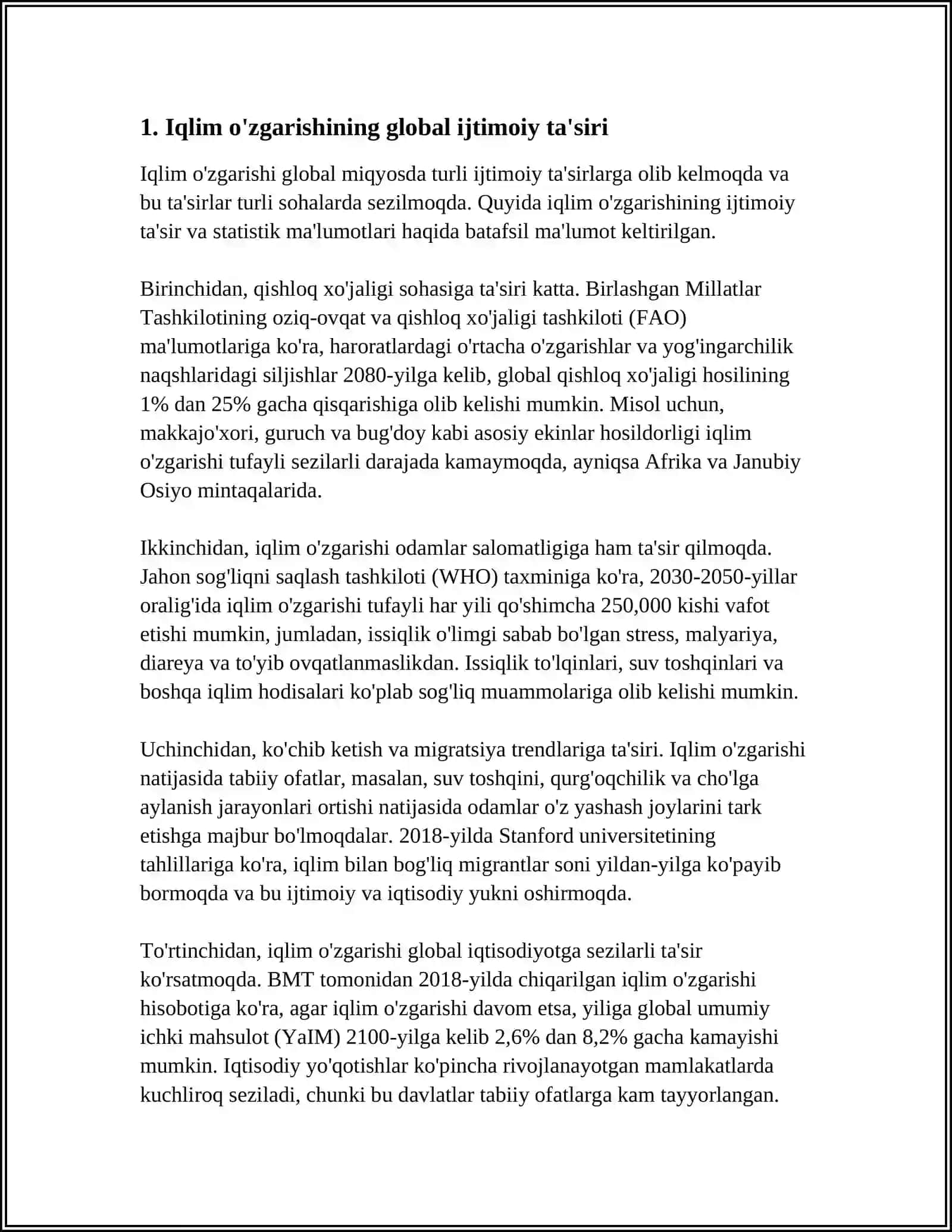 IQLIM OʻZGARISHI OQIBATLARI 3