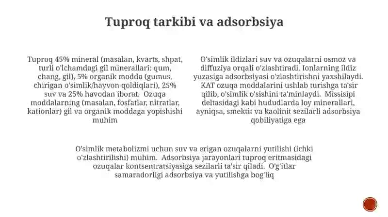 Tuproq tarkibi va adsorbsiya 3