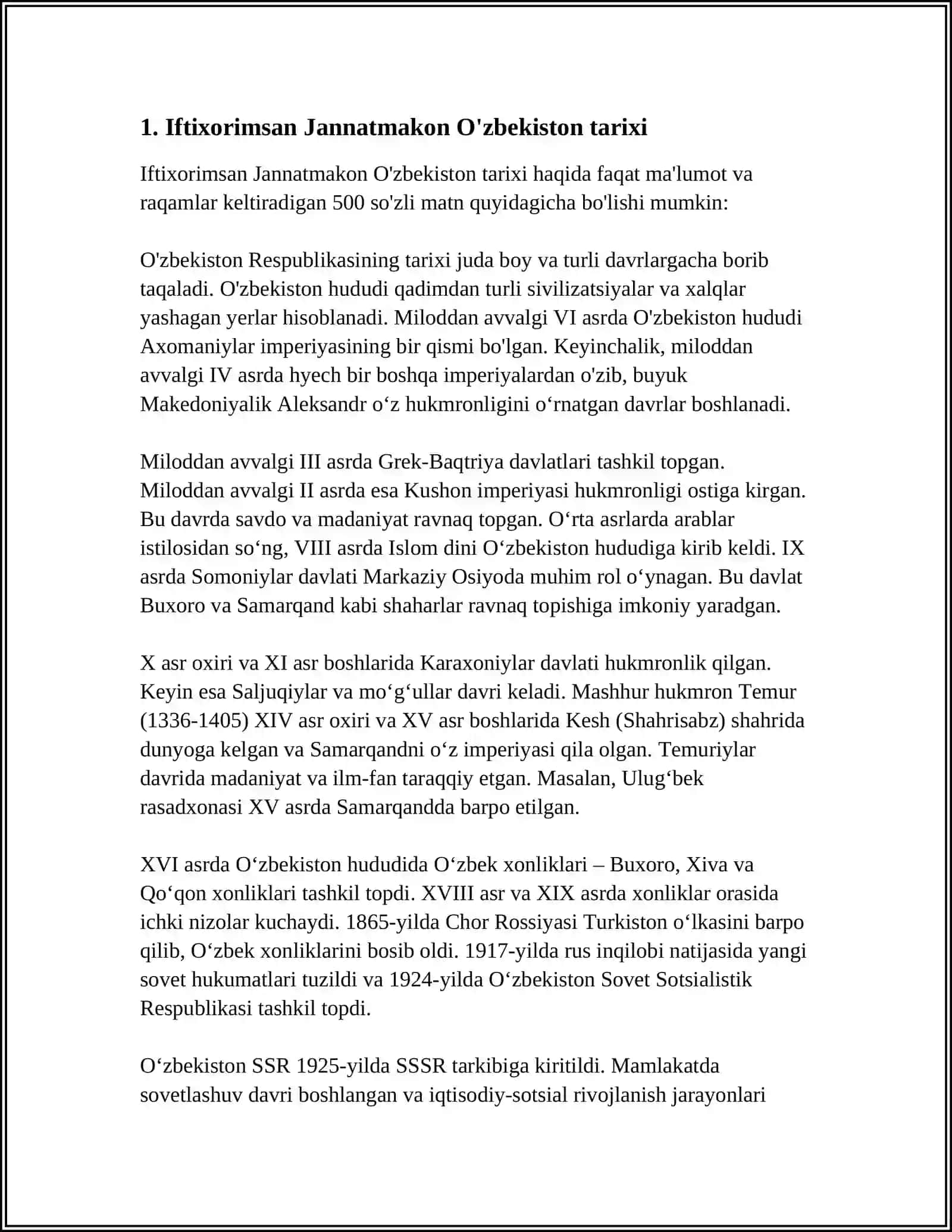 IFTIXORIMSAN JANNATMAKON O'ZBEKISTON 3