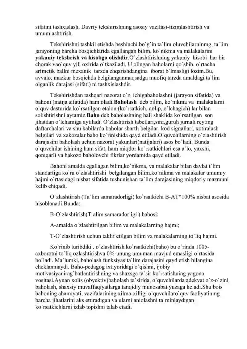 Pedagogik nazorat va ta`lim sifatini baholash va ma`rifiy tizimlarni boshqarish 3