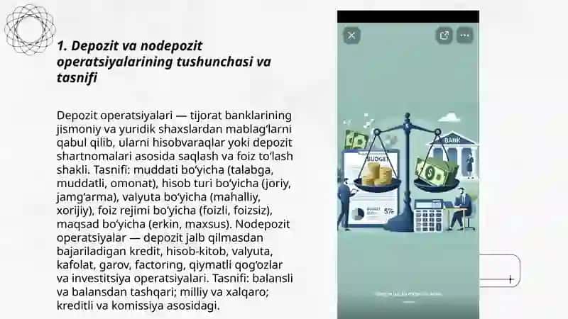 Tijorat banklarining depozit va nodepozit operatsiyalarining tavsifi 3