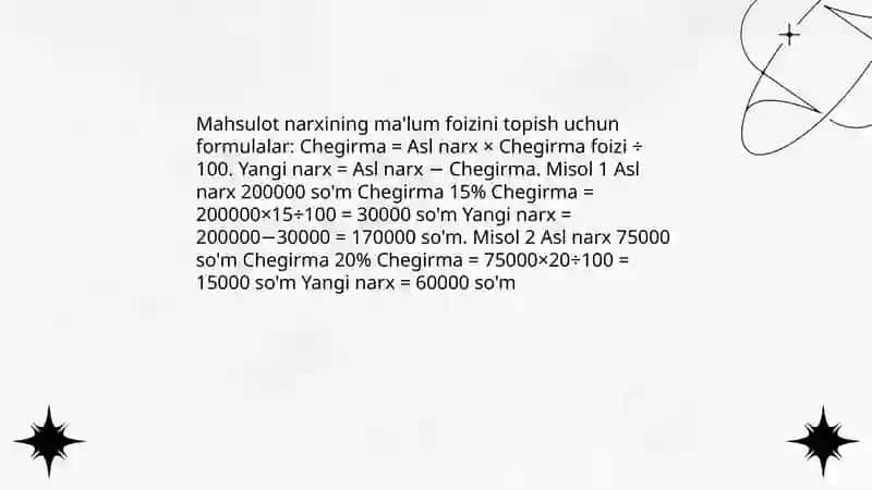 Sonning foizini topishga doir matnli masalalar 3