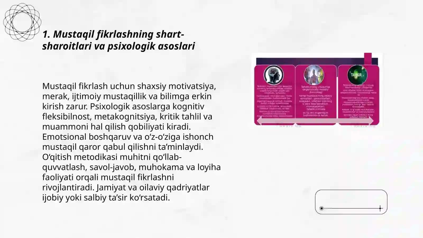 Tafakkur va mustaqil fikrlash shart sharoitlari. Tafakkur operatsiyalari va mantiqiy shakllari 3