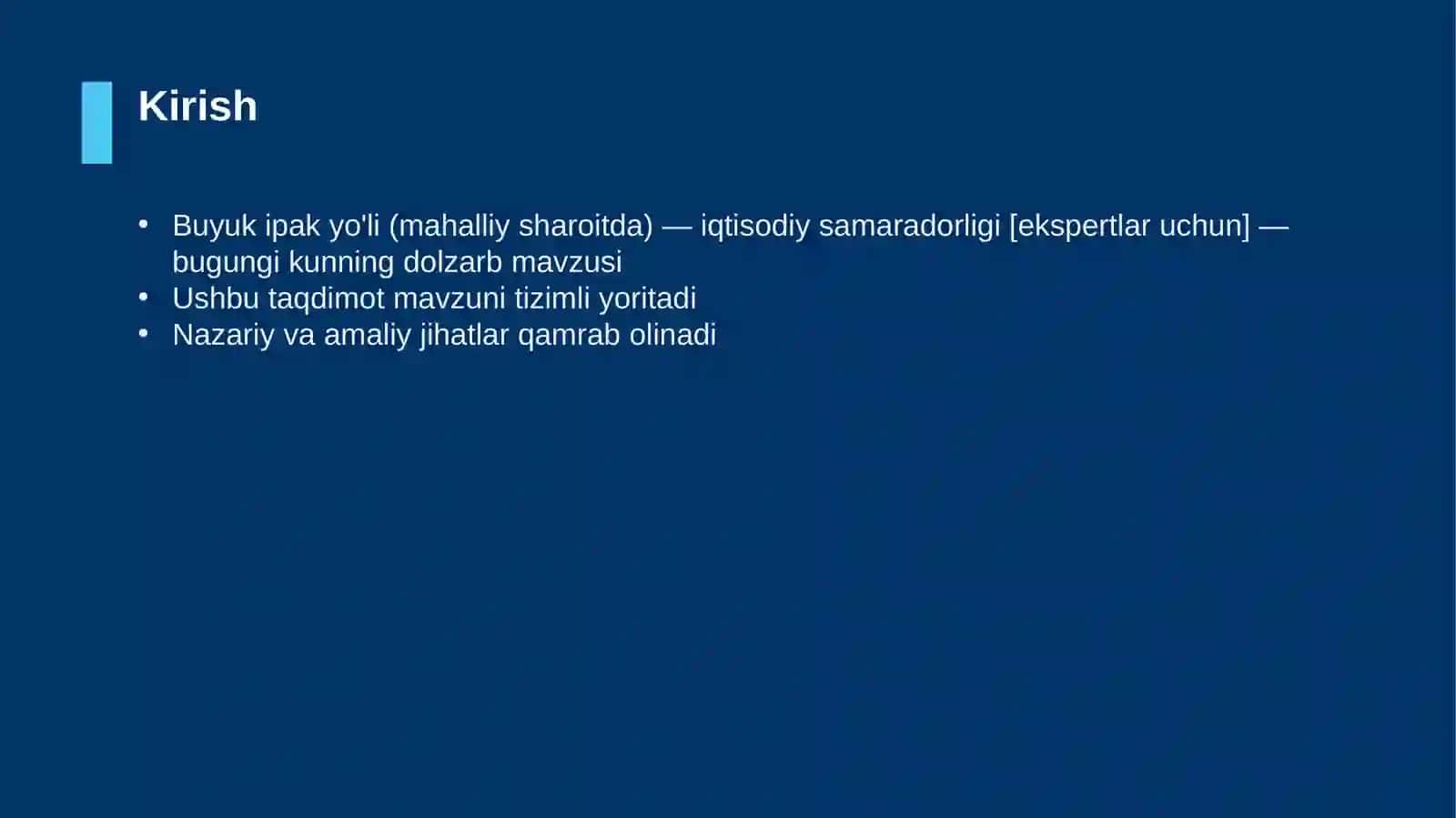 Buyuk ipak yo'li (mahalliy sharoitda) — iqtisodiy samaradorligi [ekspertlar uchun] 3