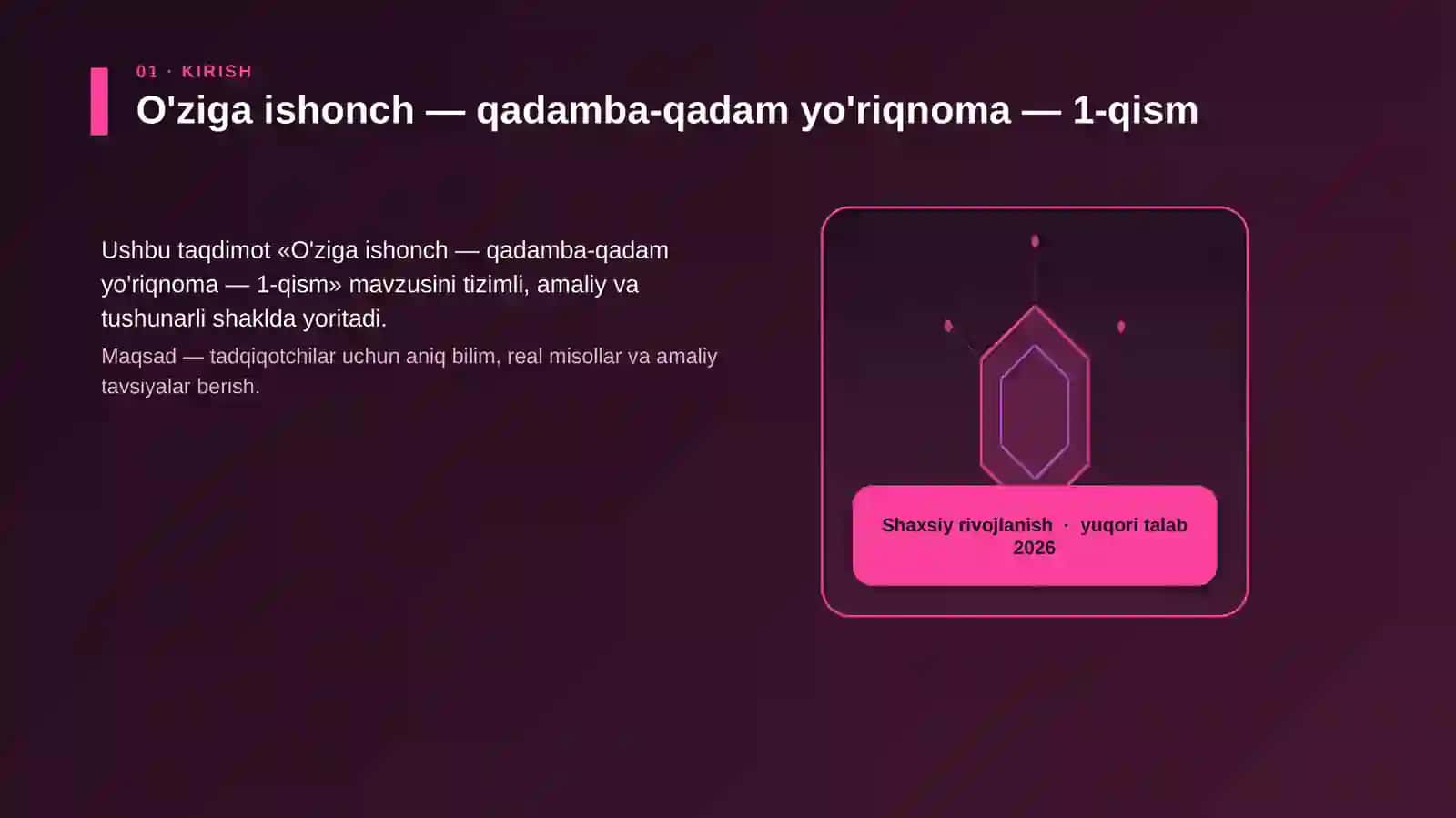 O'ziga ishonch — qadamba-qadam yo'riqnoma — 1-qism 3