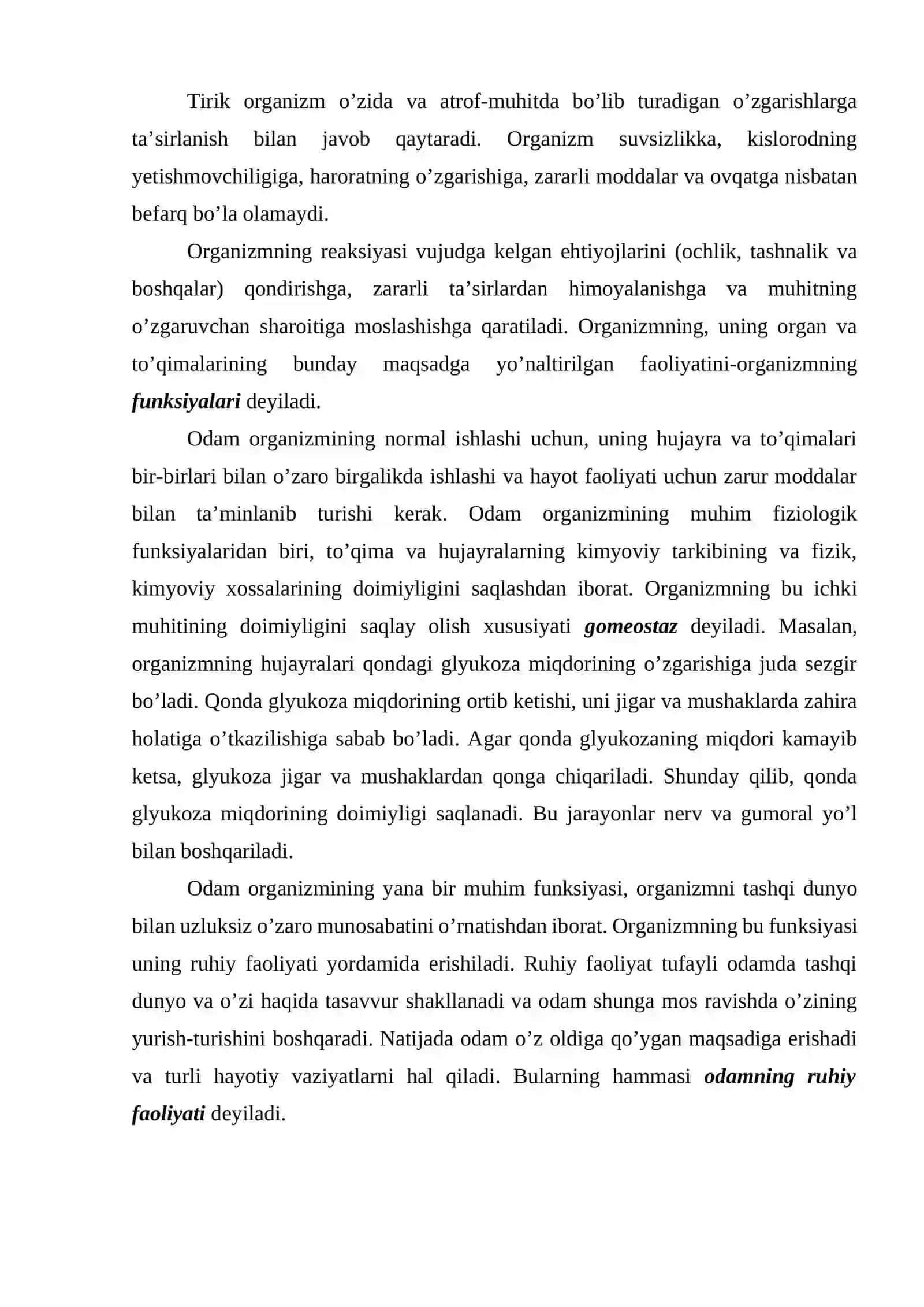 Organizmning umumiy ta’rifi. Hujayraning tuzilishi, kimyoviy tarkibi va bo’linish 3