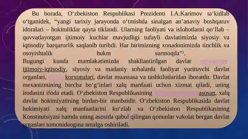 O'ZBEKISTONDA DAVLAT HOKIMIYATINI AMALGA OSHIRISHNING HUQUQIY ASOSLARI 3