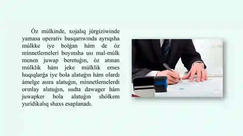 Yuridikaliq shaxstıń tamamlanıwı menen minnetlemelerdıń biykar etiliwi 3