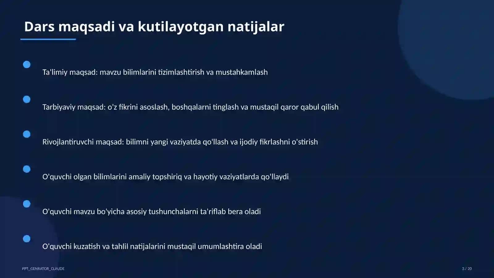 Ona tili (5-11) — takrorlash darsi uchun 3