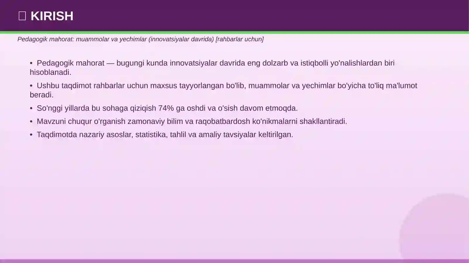 Pedagogik Mahorat: Muammolar va Yechimlar (Innovatsiyalar Davrida) 3