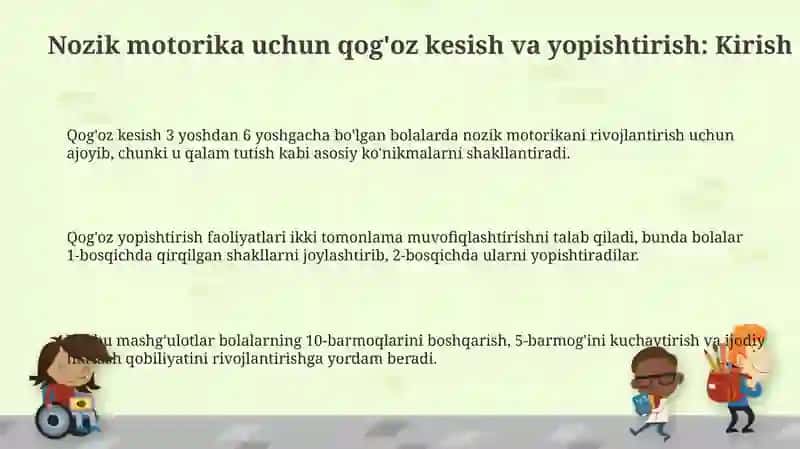 Qog‘ozni kesib-yopishtirish faoliyati orqali mayda motorikani rivojlantirish 3