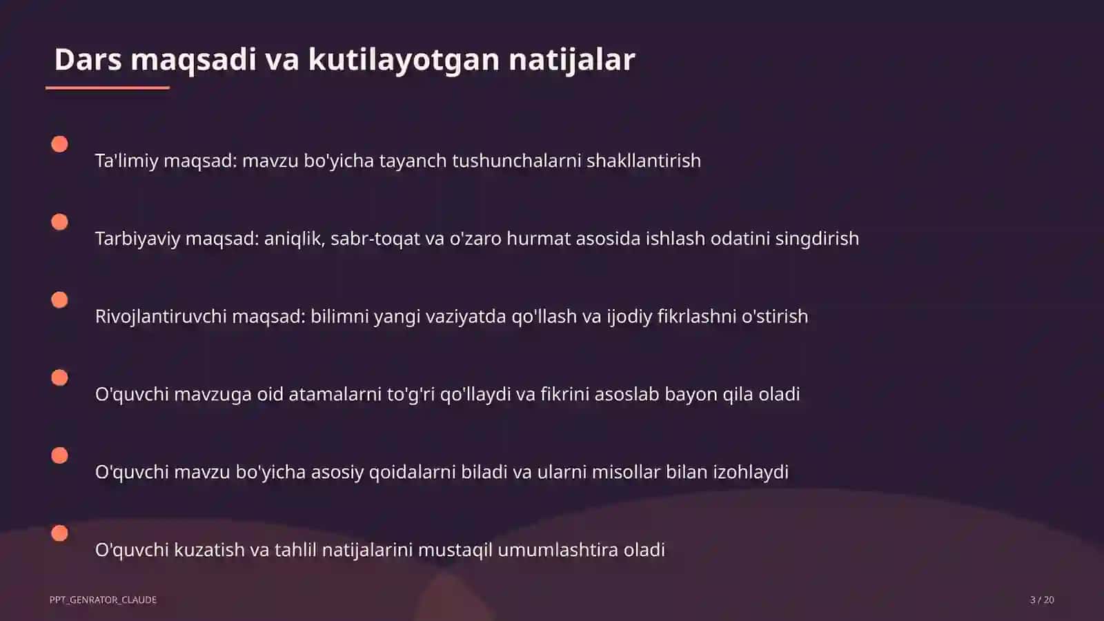 Dars rejasi 3