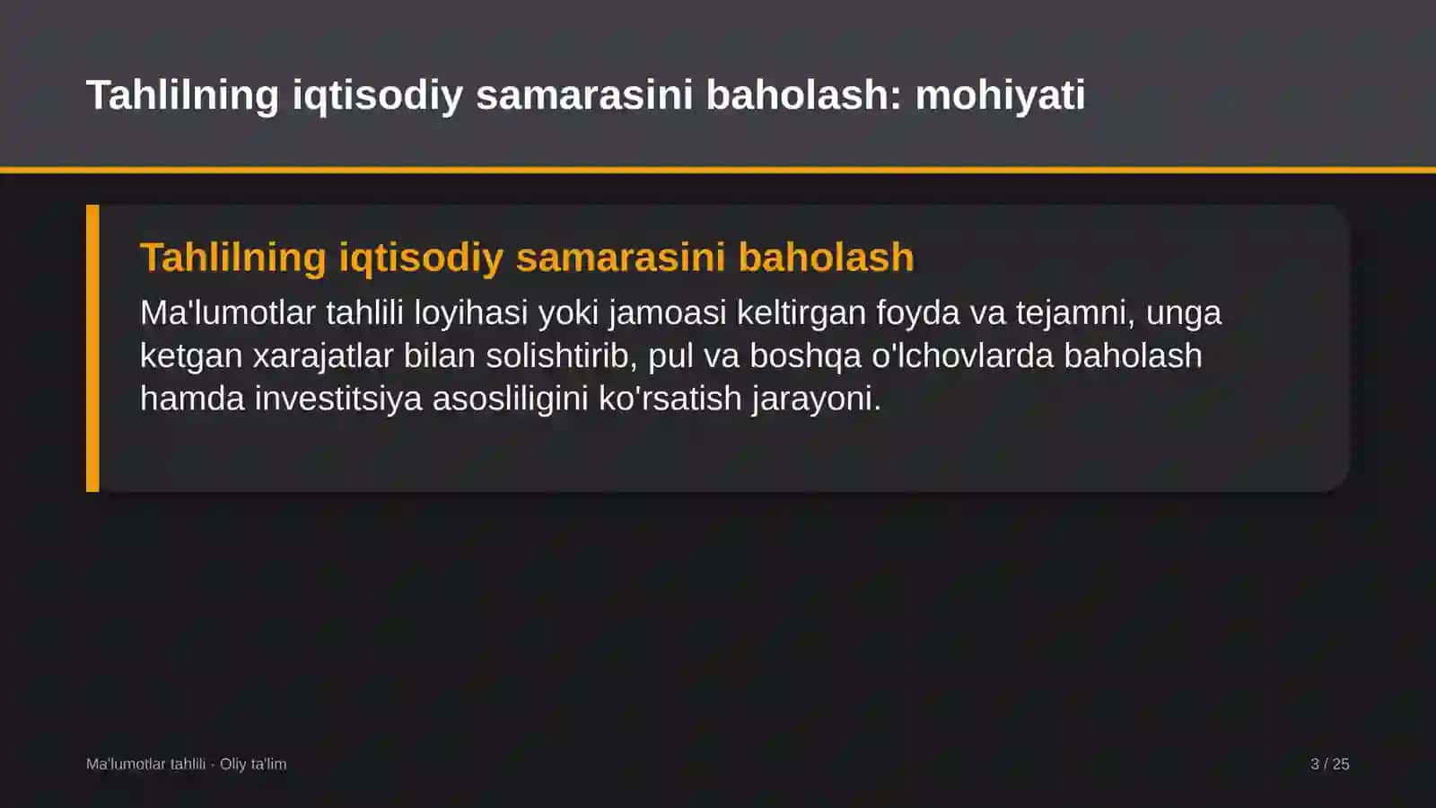 MA'LUMOTLAR TAHLILI · OLIY TA'LIM 3