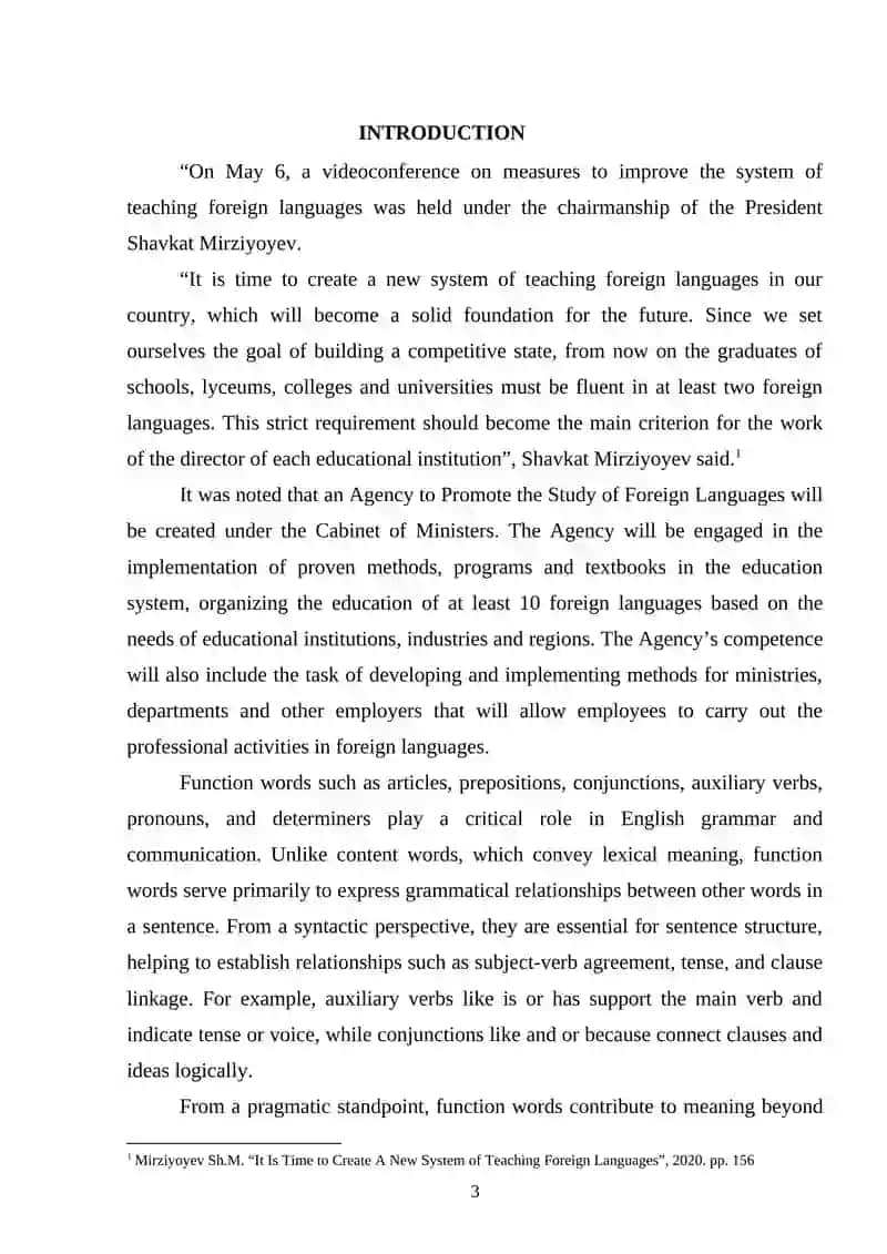 The role of function words in English: A syntactic and pragmatic perspective 3