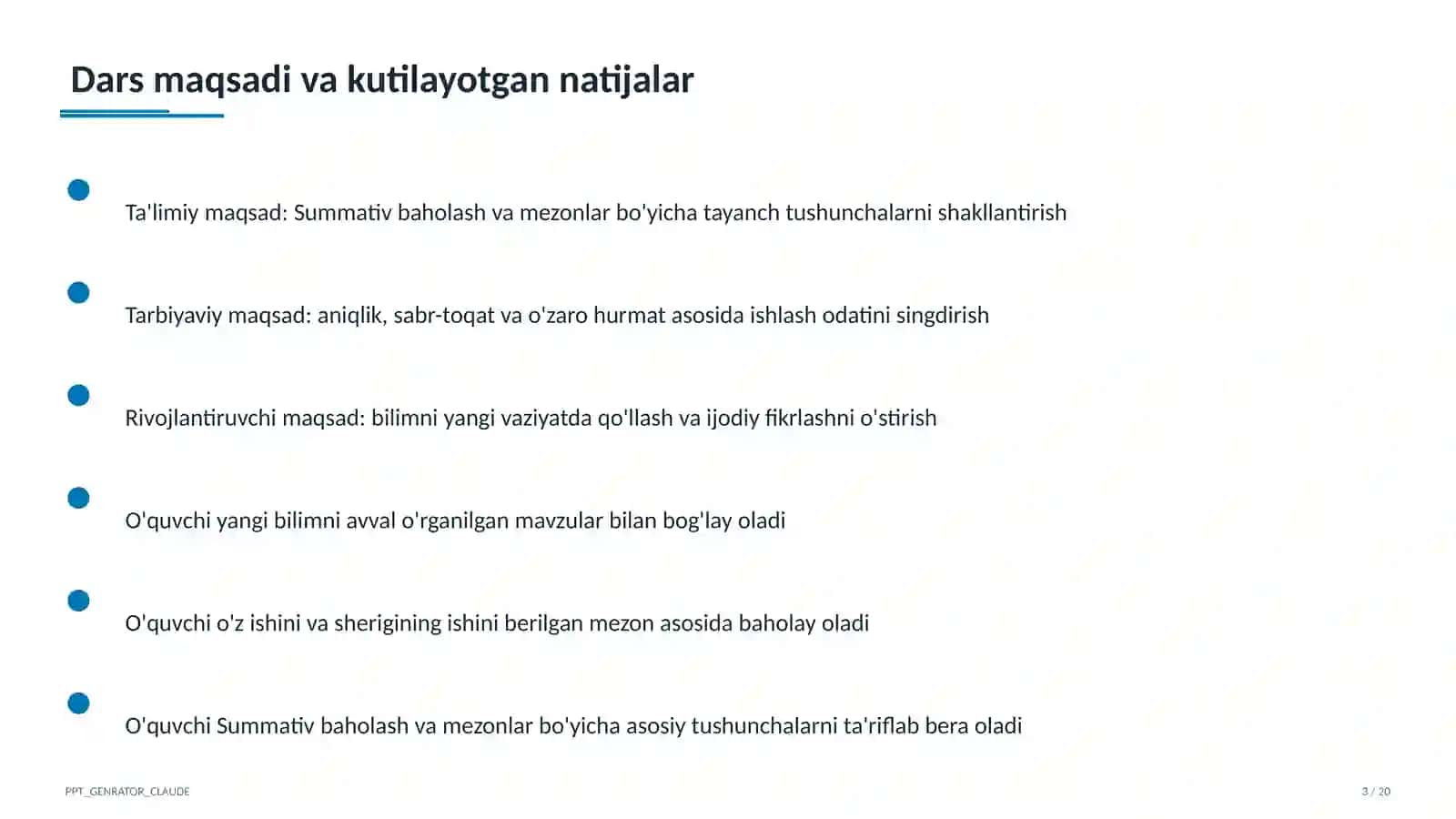 Summativ baholash va mezonlar 3