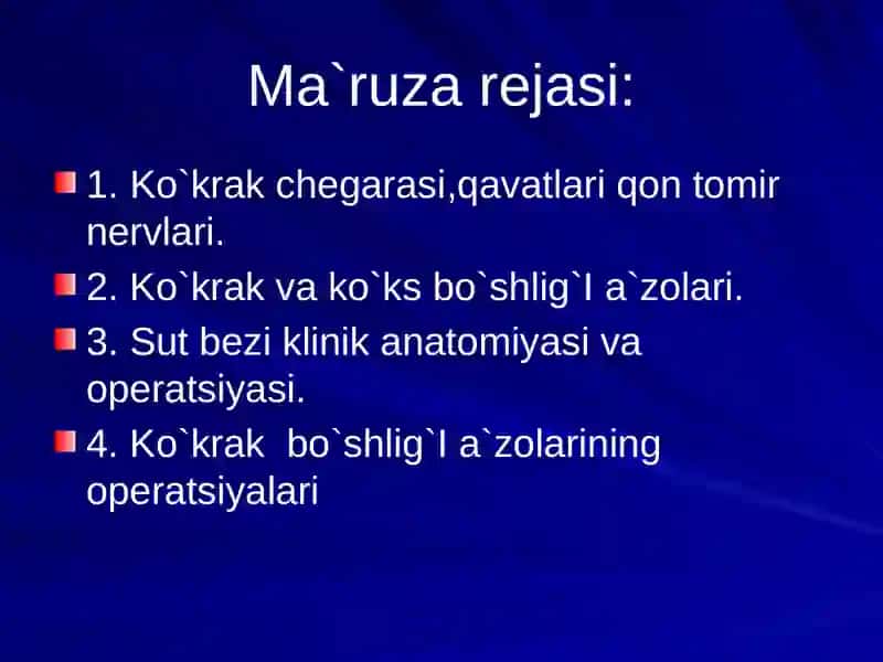Farg'ona Jamoat Salomatligi Tibbiyotinstituti 2-kurs darsligi - Ko`krakning Klinika anatomiya fanidan tayyorlagan mustaqilishi 3