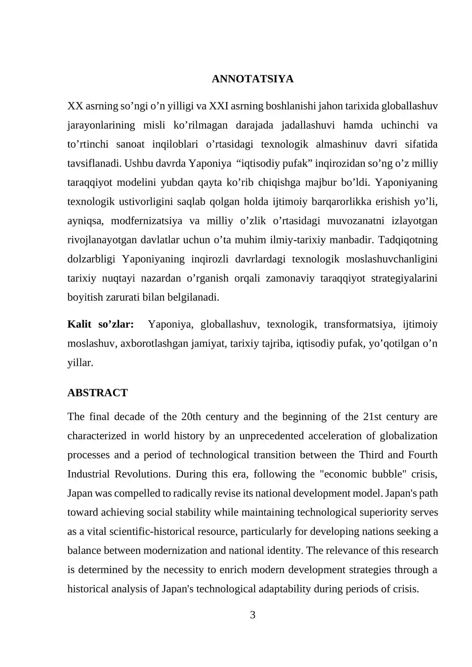 Globallashuv va texnologik taraqqiyot davrida Yaponiya 3