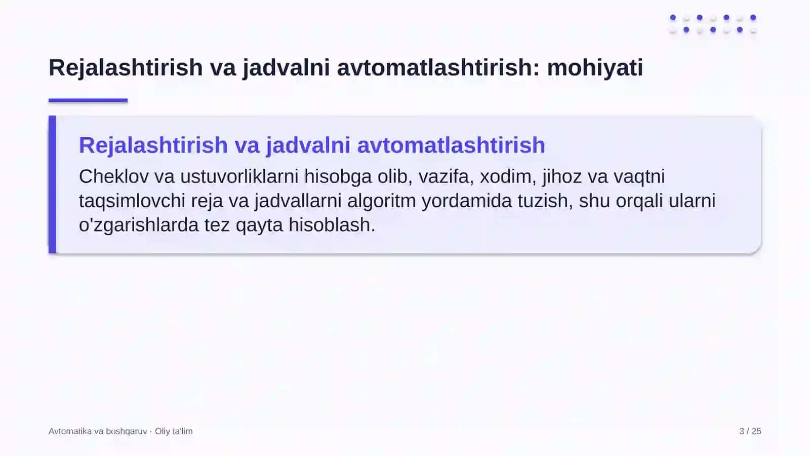 Ma'lumotlar markazlarida rejalashtirish va jadval tuzishni avtomatlashtirish 3