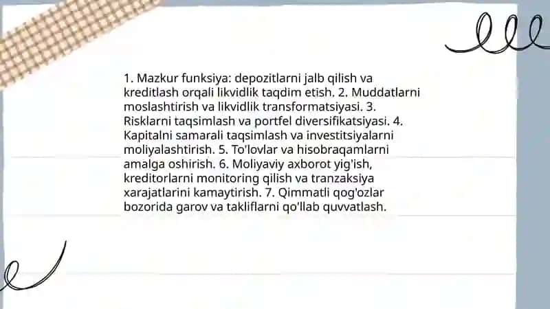 Banklarning moliya bozoridagi faoliyati 3