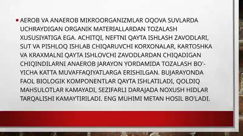 Mikrobli Suvni biologik usul bilan tozalash 3