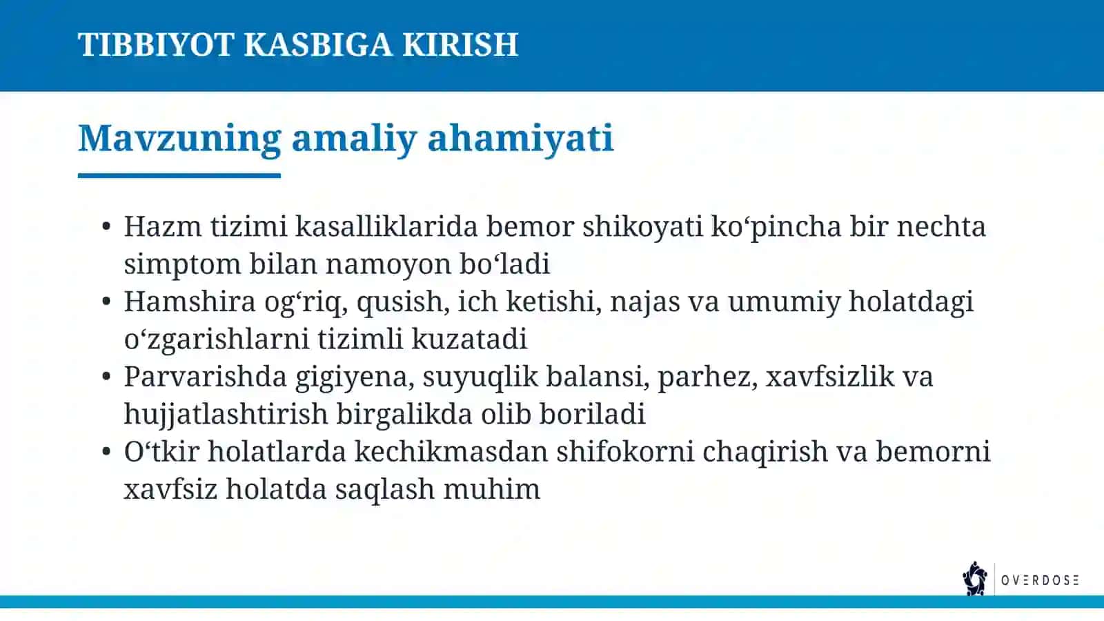 TIBBIYOT KASBIGA KIRISH 3
